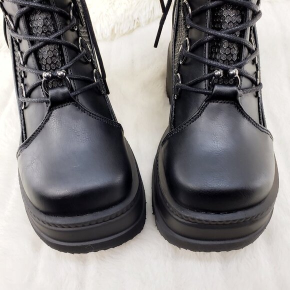 Goth Platform Mid Calf Punk Boots Demonia - Picture 10 of 11